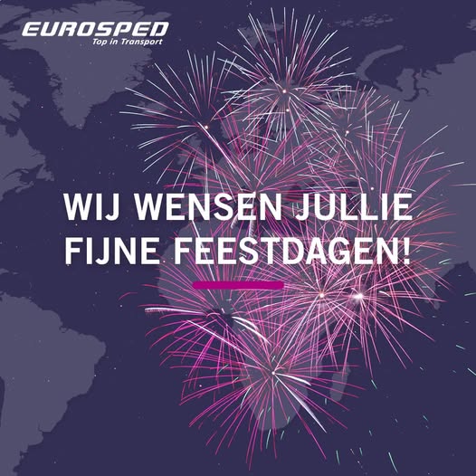 Fijne feestdagen van Team Eurosped, afbeelding van vuurwerk met de tekst 'wij wensen jullie fijne feestdagen'