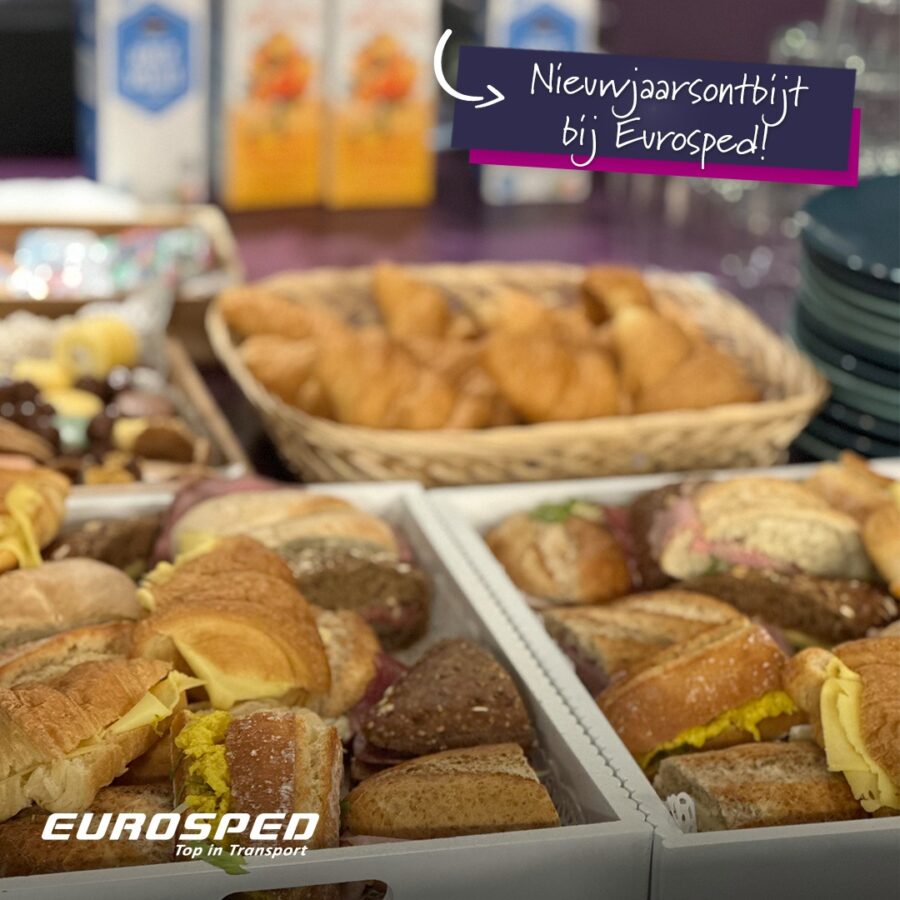 Nieuwjaarsontbijt bij Eurosped, verschillende belegde broodjes